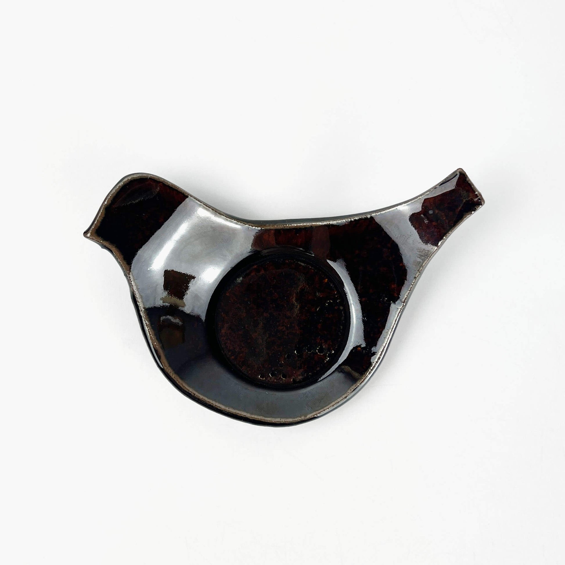 Mamezara Dish Bird Brown (4.5" x 3.5") by Keishuugama image 2