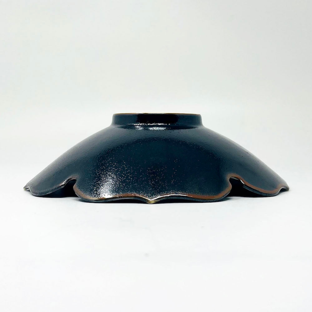 Shallow Bowl Flower Shaped Black  (7.5"D) image 4