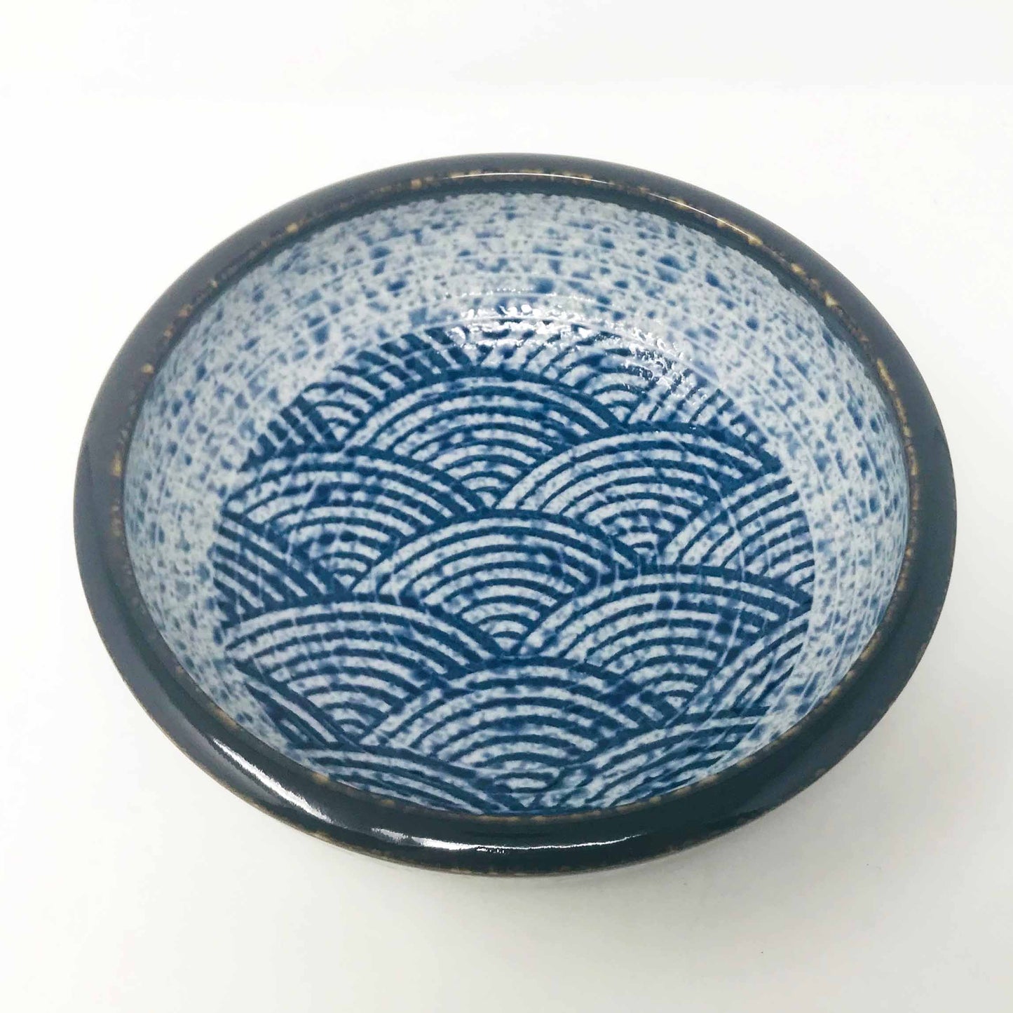 Navy Blue Seigaiha Asabachi Bowl (8"D) image 1