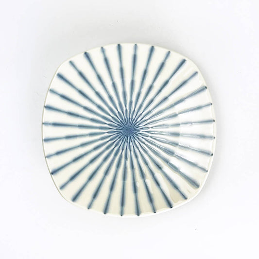Blue and White Stripe Medium SQ. Plate (7.25"D) image 0