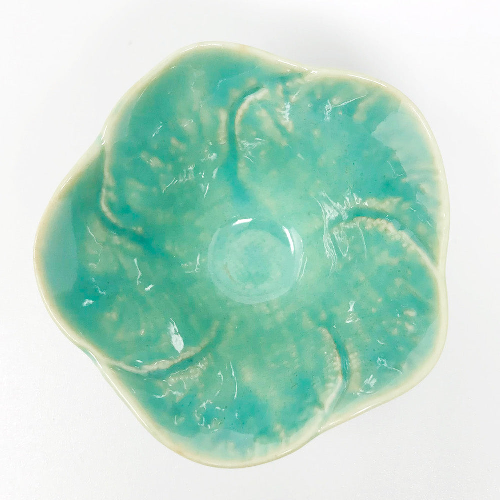 Footed  Kobachi Flower Dish Green (3.25"D) image 4