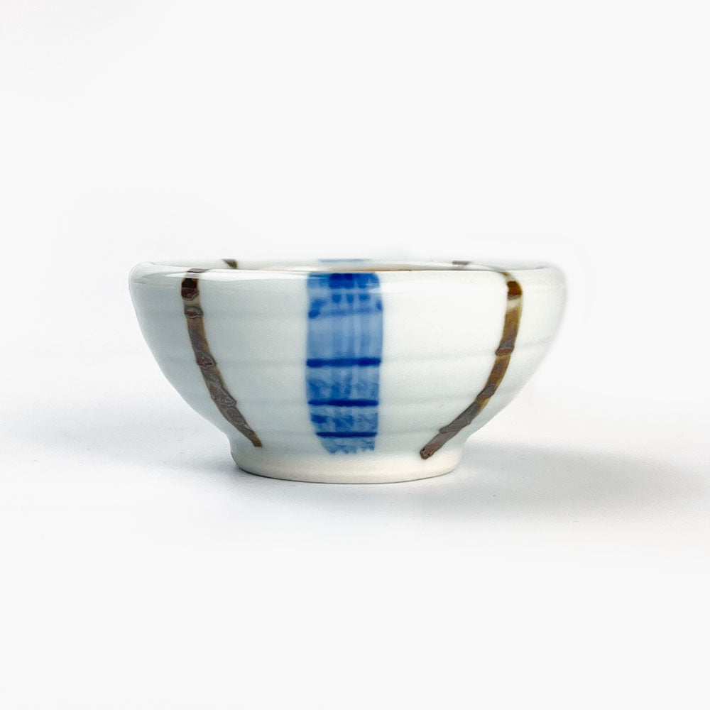 Small Chinmi Dish Blue and Brown Stripe (2.5"D) image 4