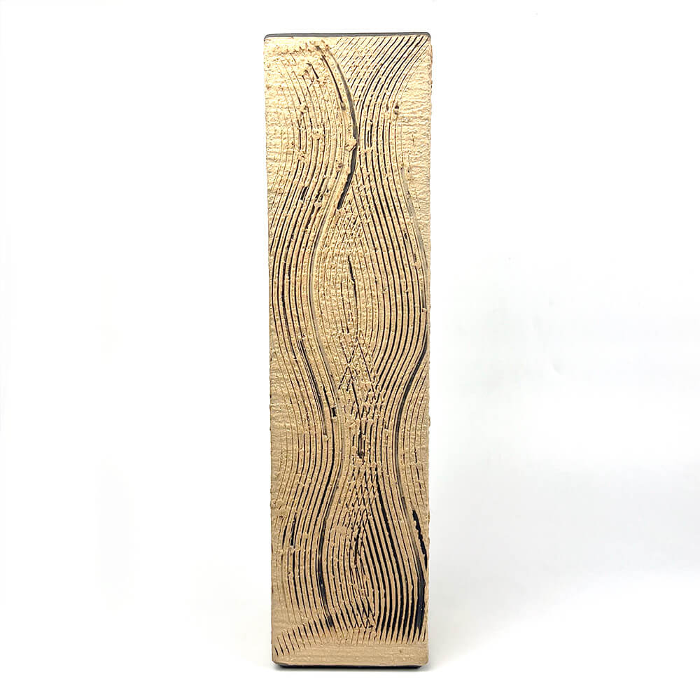 Shigaraki Rectangular Wave Pattern Vase (14.75"H) image 3