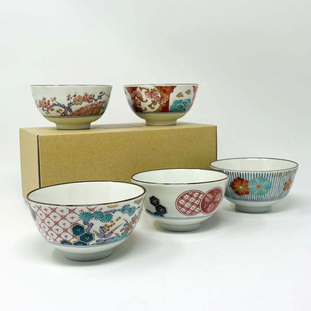 Minokayi Rice Bowl Set of 5 Somenishiki Imari  (4.25"D) image 0