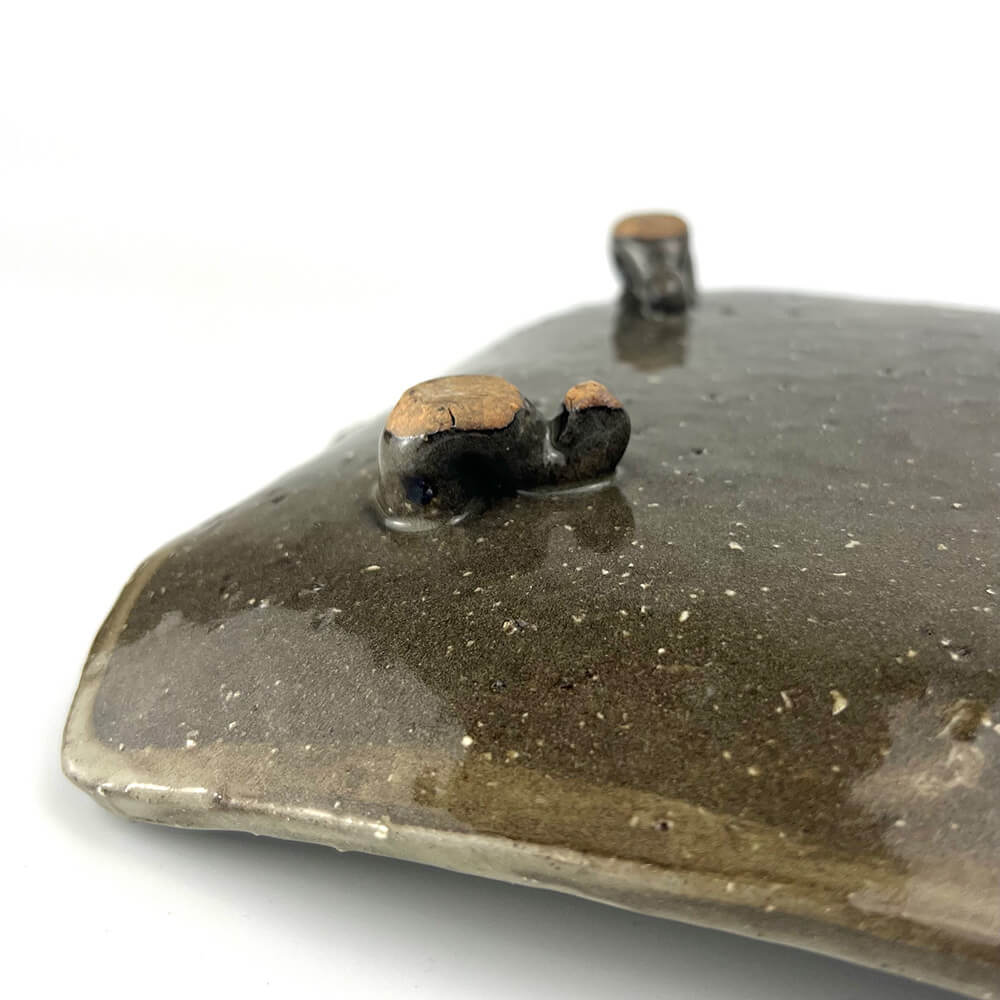 Sq. Plate Akae with Foot by Enokida (7.5"D) image 4