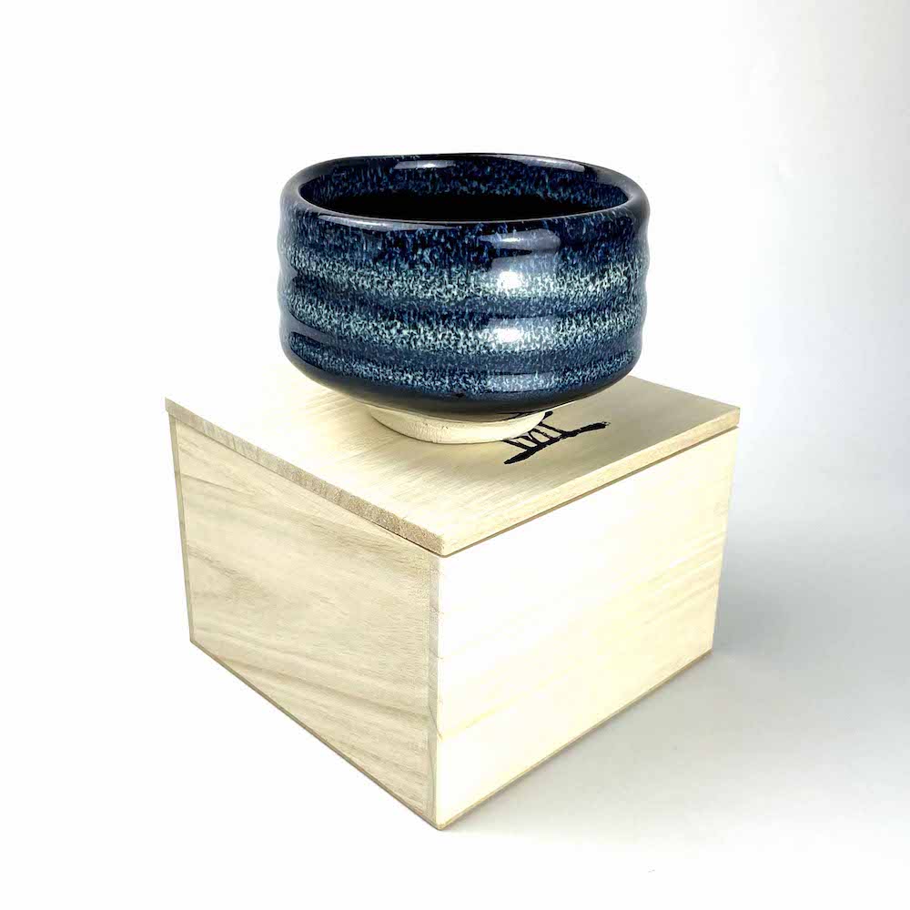 Matcha Bowl Blue Namako (4.5"D) image 2