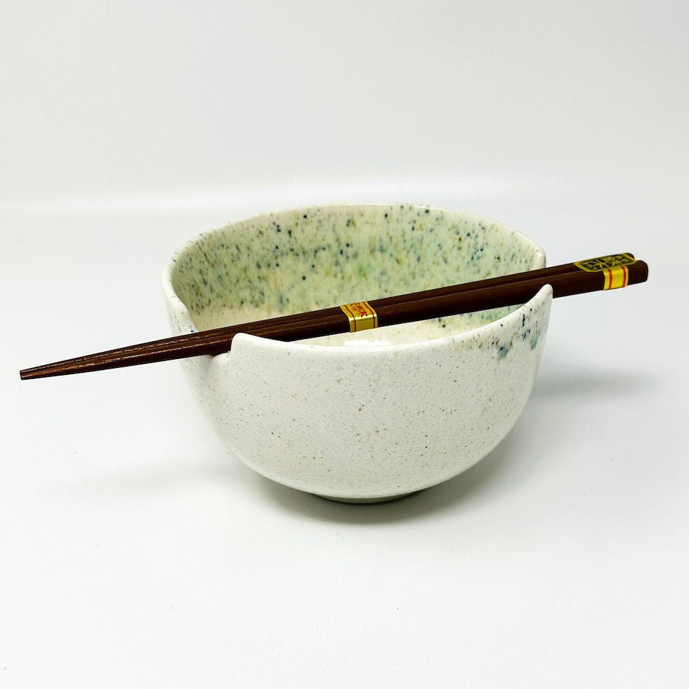 Pair Bowl w/ Chopsticks Irogawari Glass Nagashi (6"D) image 5