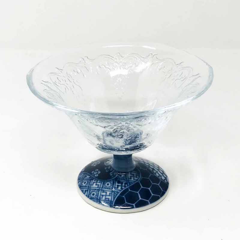 Glass Dessert Cup Blue (4.5"D) image 1