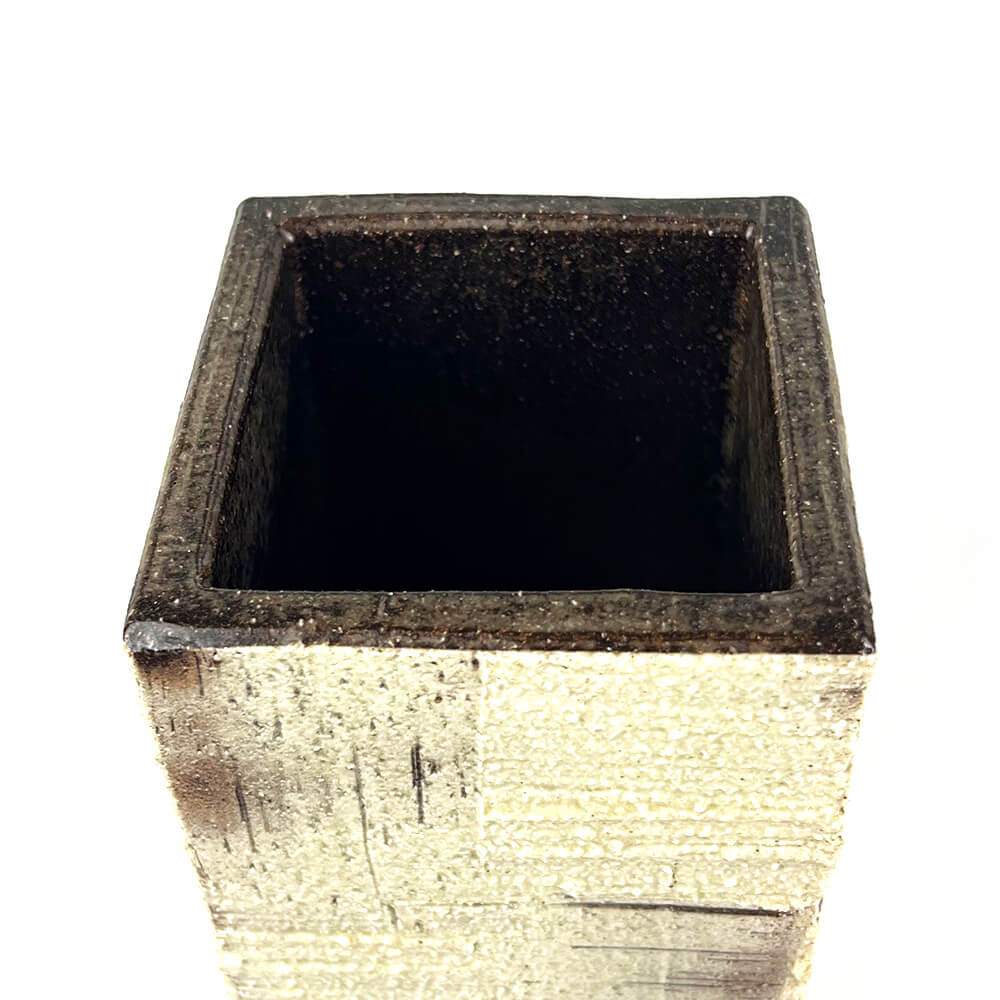 Shigaraki Rectangular Square Pattern Vase (14.75"H) image 4