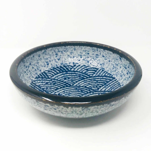 Navy Blue Seigaiha Asabachi Bowl (8"D) image 0