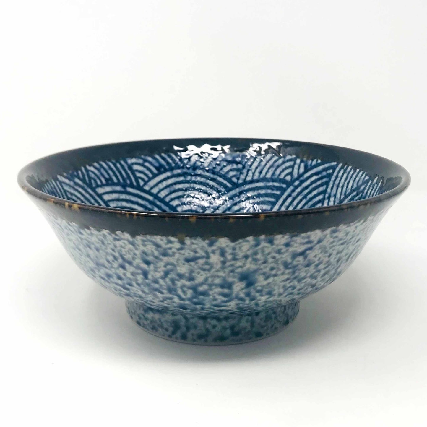 Navy Blue Seigaiha Ramen Bowl  (8.25″D) image 0