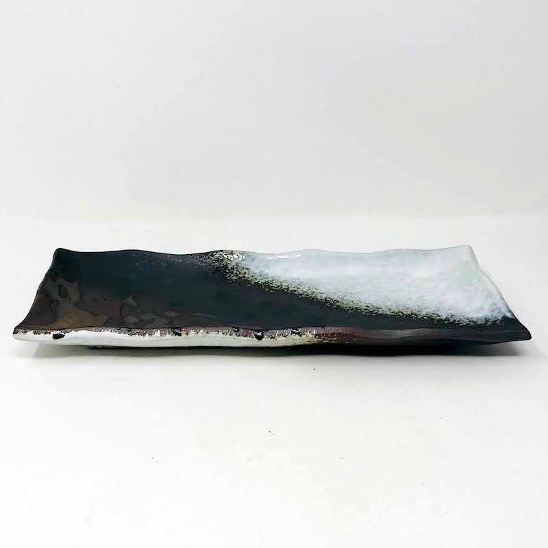 Hakuyu Nagashi Rec.Plate 白釉流し (11" x 4.5") image 1