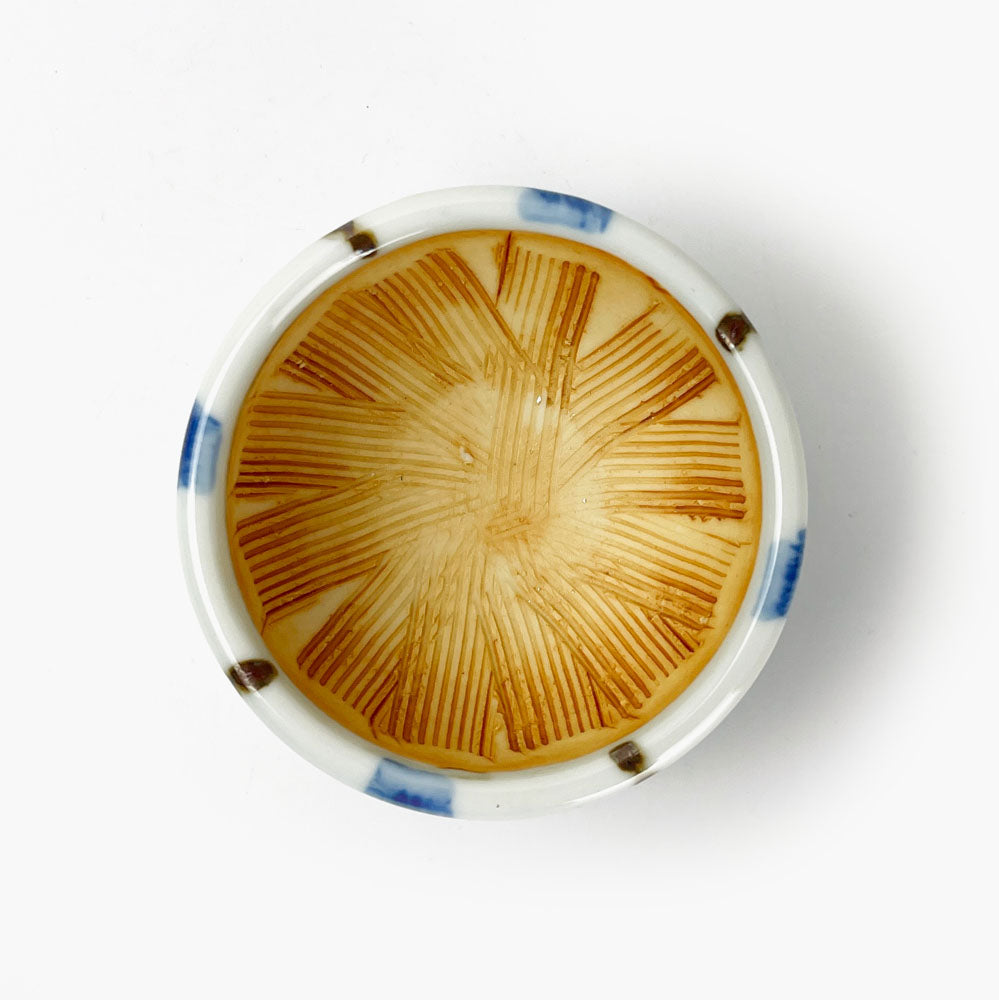Small Chinmi Dish Blue and Brown Stripe (2.5"D) image 1
