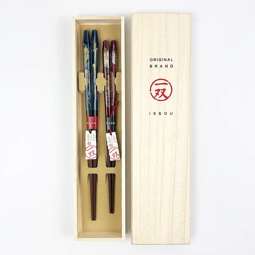 Wakasa-nuri Pair Chopsticks Set Hanabi (9" and 8.25") image 0