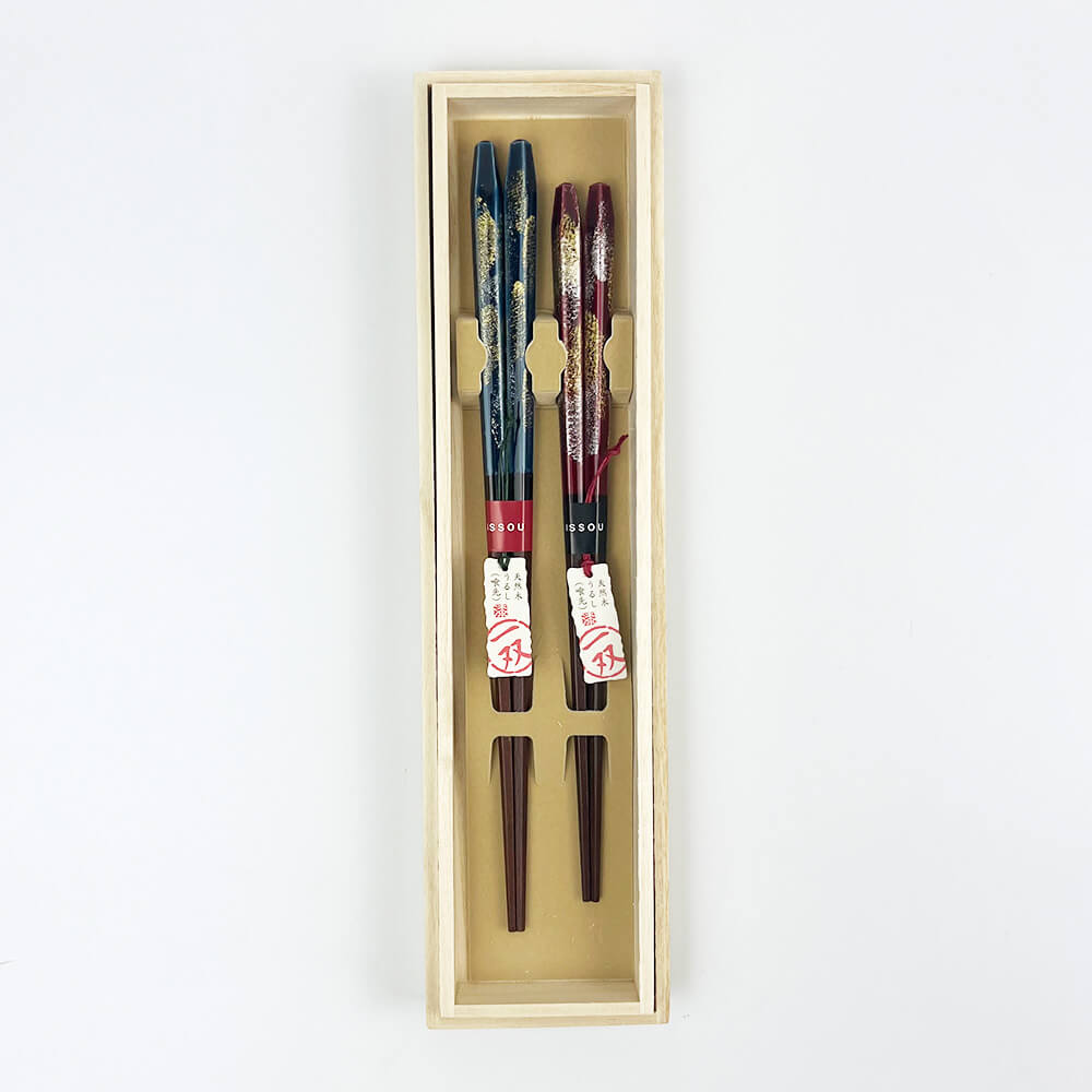 Wakasa-nuri Pair Chopsticks Set Hanabi (9" and 8.25") image 1