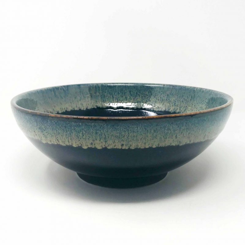 Tenmoku Shironagashi Shallow Bowl (8.5"D)