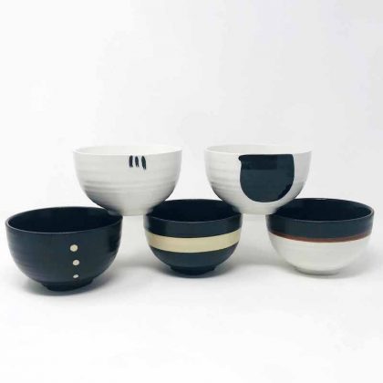 Tayo Bowl Set of 5 Zen/Mono Contrast