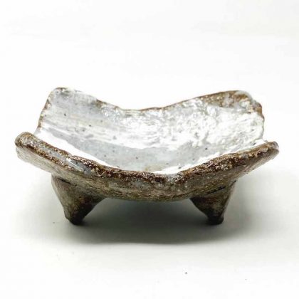 Footed Small Dish Shirobake Chigiri (3.5"D)