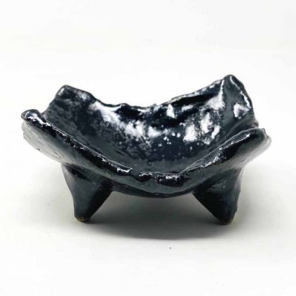 Footed Small Dish Tenmoku Chigiri (3.5"D)