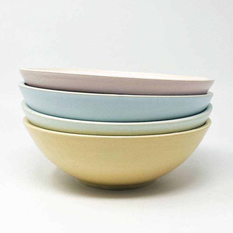 Shallow Bowl Pastel Blue (7.25"D) by Takunobu Sawada
