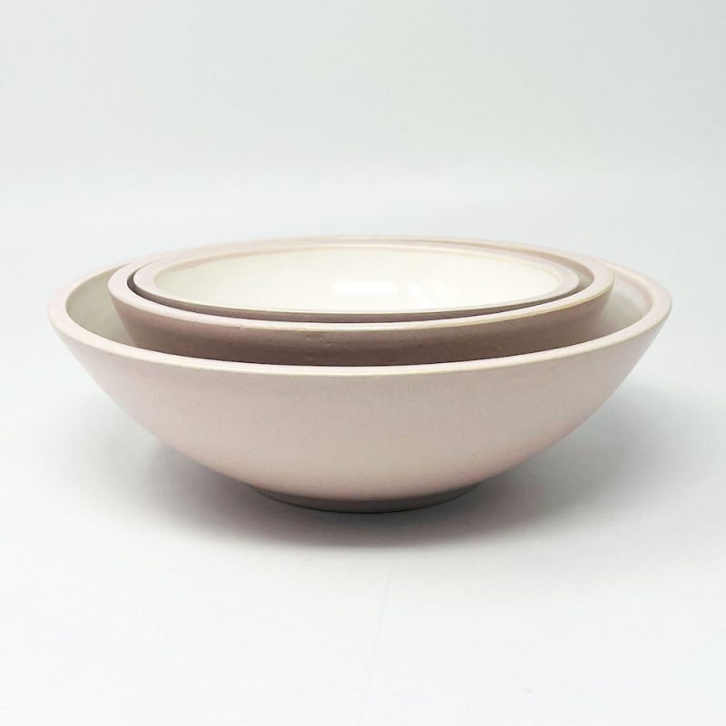 Shallow Bowl Pastel Pink (6"D) by Takunobu Sawada