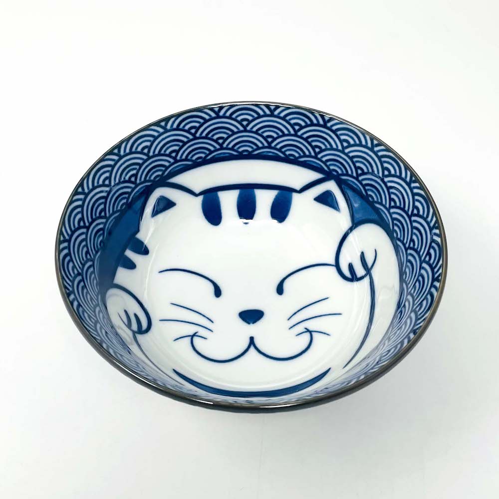 Tayo Bowl Seikaiha Cat (6″D)