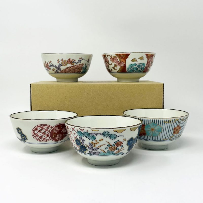 Minokayi Rice Bowl Set of 5 Somenishiki Imari (4.25"D)
