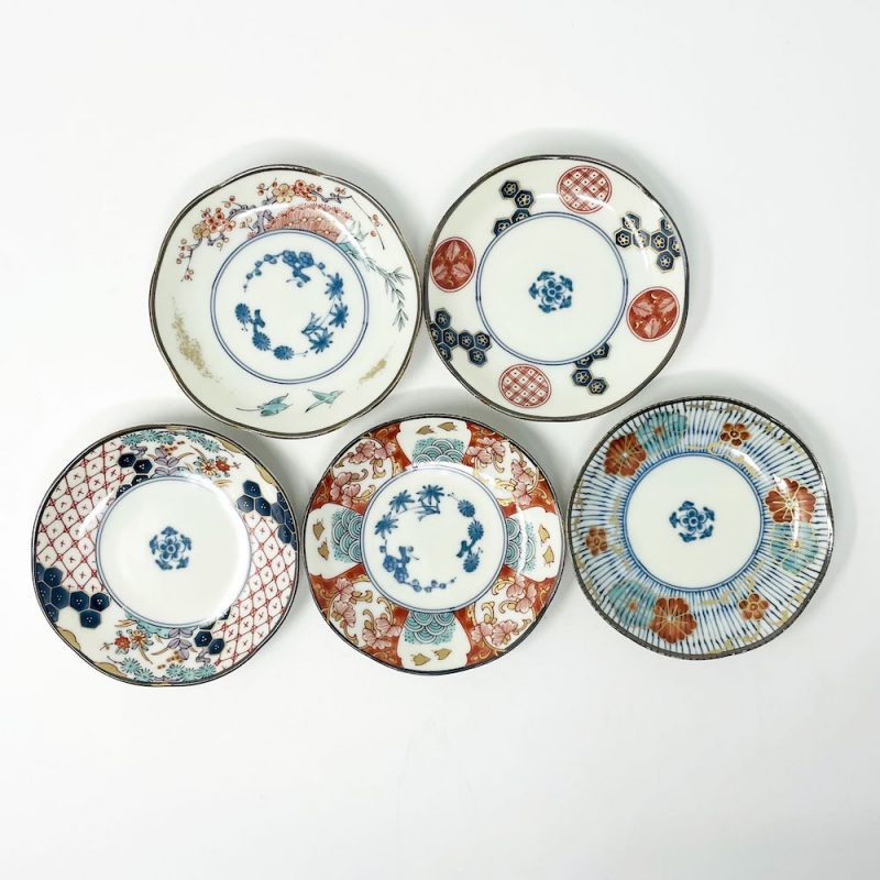 Minokayi Dish Set of 5 Somenishiki Imari (4.5"D)