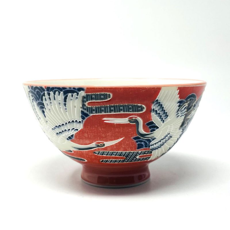 Rice Bowl Tsuru Red (4.5"D)