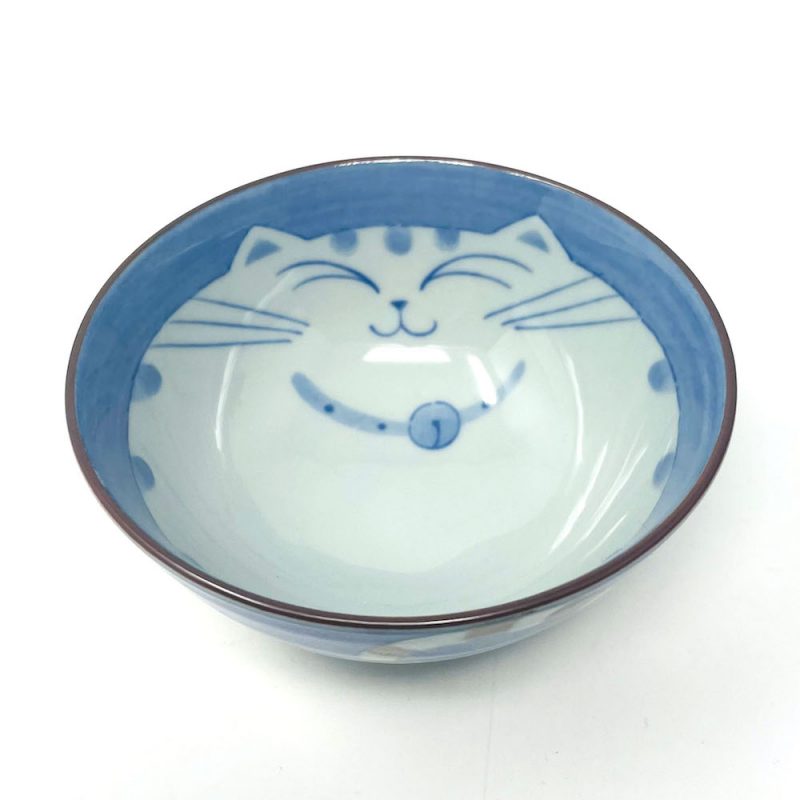 Rice Bowl Cat Blue (4.5"D)