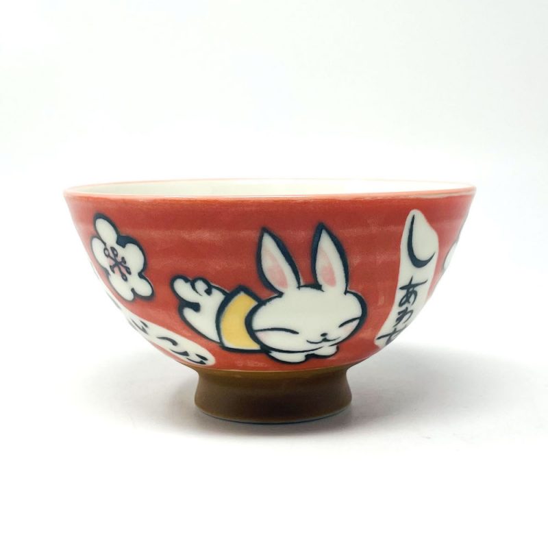 Rice Bowl Lucky Rabbit Red (4.5"D)