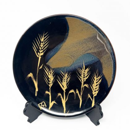 Tamba Yaki Kinsai Plate (Wheat) by Chiyoichi Shimizu