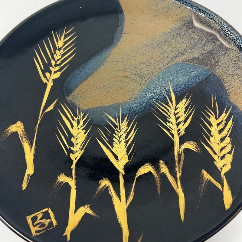 Tamba Yaki Kinsai Plate (Wheat) by Chiyoichi Shimizu