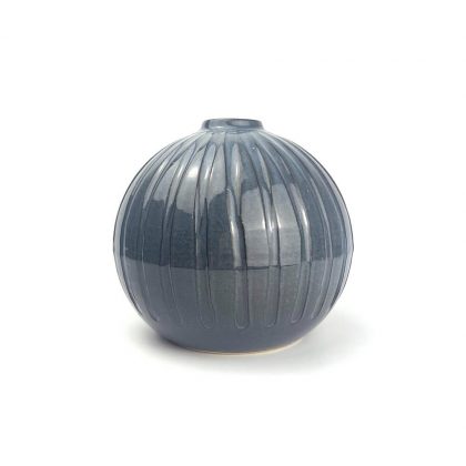 Shigaraki Blue Gray Round Vase (5.5"H)