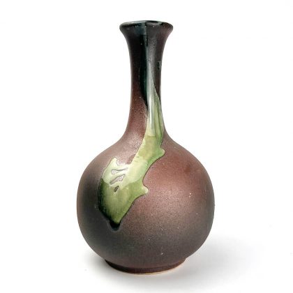 Shigaraki Brown and Green Bud Vase (9.5"H)