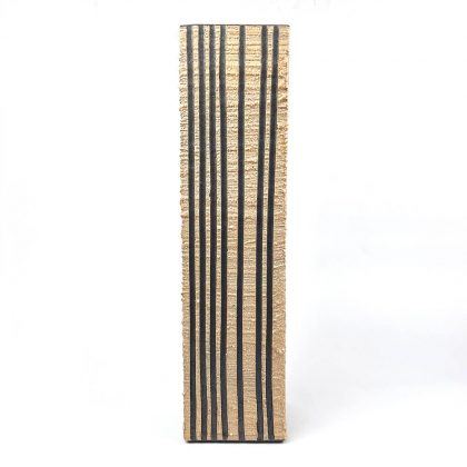 Shigaraki Rectangular Striped Pattern Vase (14.75"H)
