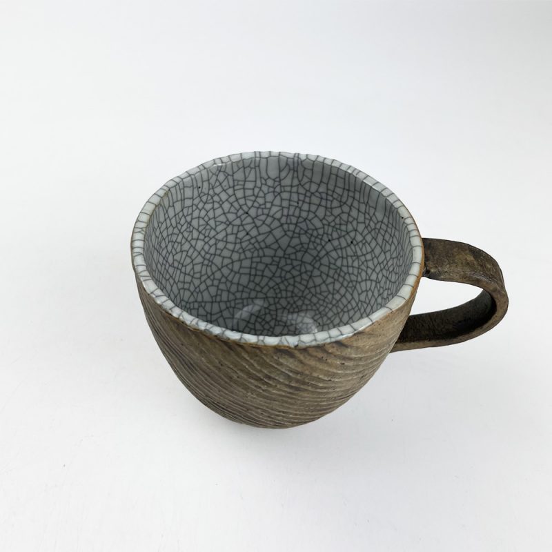 Mug Small White Mokume (7.5 fl.oz) by Bunga Yamamoto/ Hoju-gama