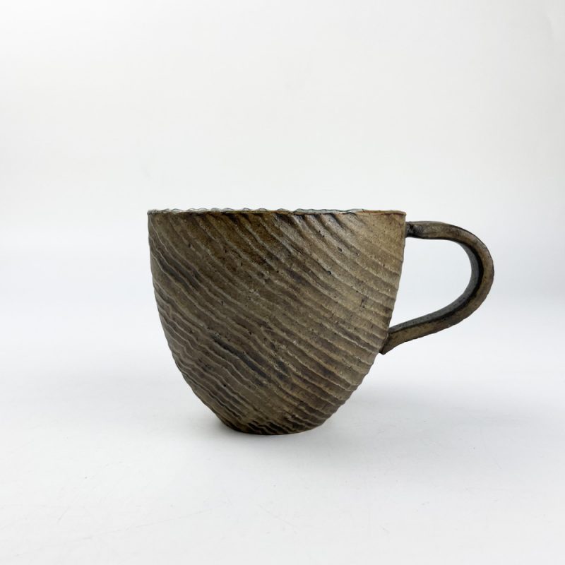Mug Small White Mokume (7.5 fl.oz) by Bunga Yamamoto/ Hoju-gama