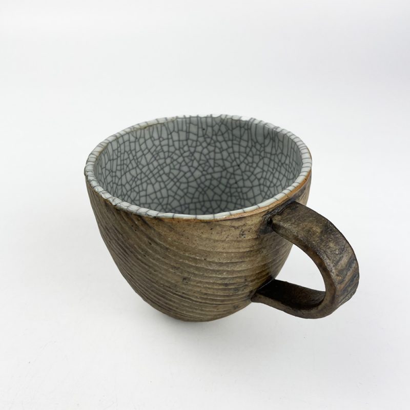 Mug Small White Mokume (7.5 fl.oz) by Bunga Yamamoto/ Hoju-gama