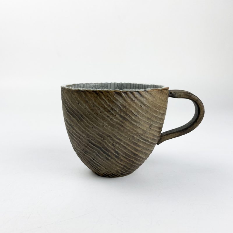 Mug Small White Mokume (7.5 fl.oz) by Bunga Yamamoto/ Hoju-gama