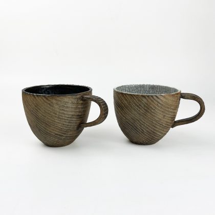 Mug Small White Mokume (7.5 fl.oz) by Bunga Yamamoto/ Hoju-gama