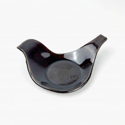 Mamezara Dish Bird Brown (4.5" x 3.5") by Keishuugama