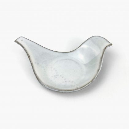 Mamezara Dish Bird White (4.5" x 3.5") by Keishuugama