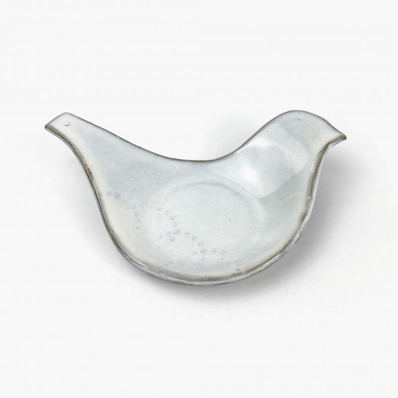 Mamezara Dish Bird White (4.5" x 3.5") by Keishuugama