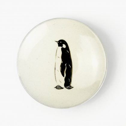 Mamezara Plate Penguin (3.75"D) by Takunobu Sawada