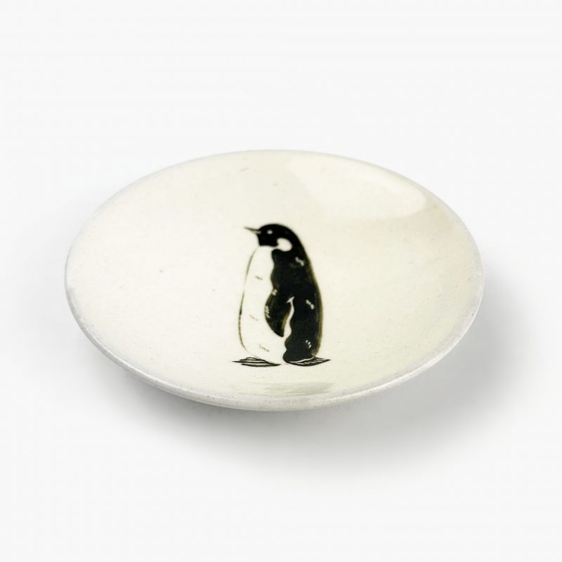 Mamezara Plate Penguin (3.75"D) by Takunobu Sawada